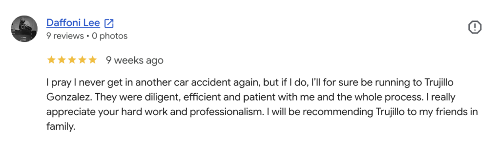 What Our Clients Say About Our Auto Accident Lawyers in Dallas, TX